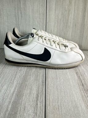 Nike Cortez Basic White Black Leather Sneaker  Shoes 819719-100 Mens Size 13